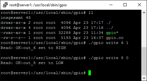Linux Screenshot WiringPi gpio Kommando