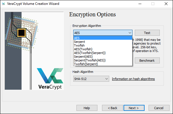 VeraCrypt vs. TrueCrypt: Verschlüsselungsalgorithmen: AES, Serpent, Twofish und Kombinationen