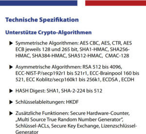Sematicon N200 unterstützte Crypto-Algorithmen